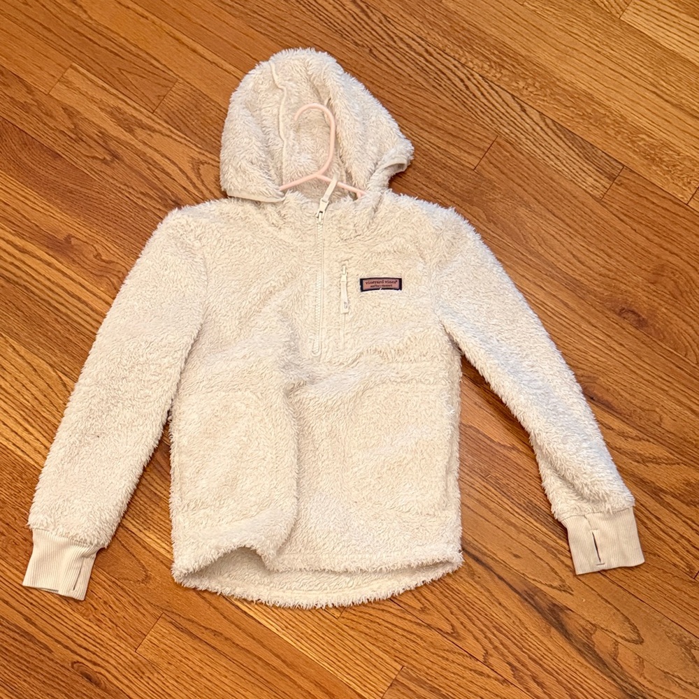 Vineyard Vines Cream Sherpa-Lined Top with Blue Trim